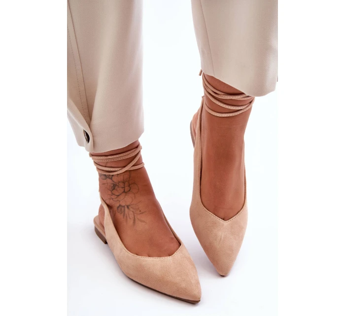 Dámské semišové baleríny nude Lilly Ann