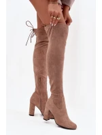 Dámské kozačky na sloupkovém podpatku Xamarin – béžové