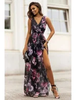 Dámské šaty Dolores 338 černé s květy - IVON Dámské šaty Dolores 338 černé s květy - IVON