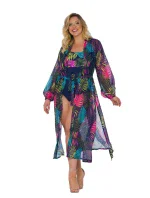 Dámské pareo 14 D81SZ-44 černé s listy - Self