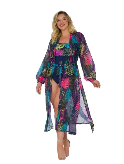 Dámské pareo 14 D81SZ-44 černé s listy - Self