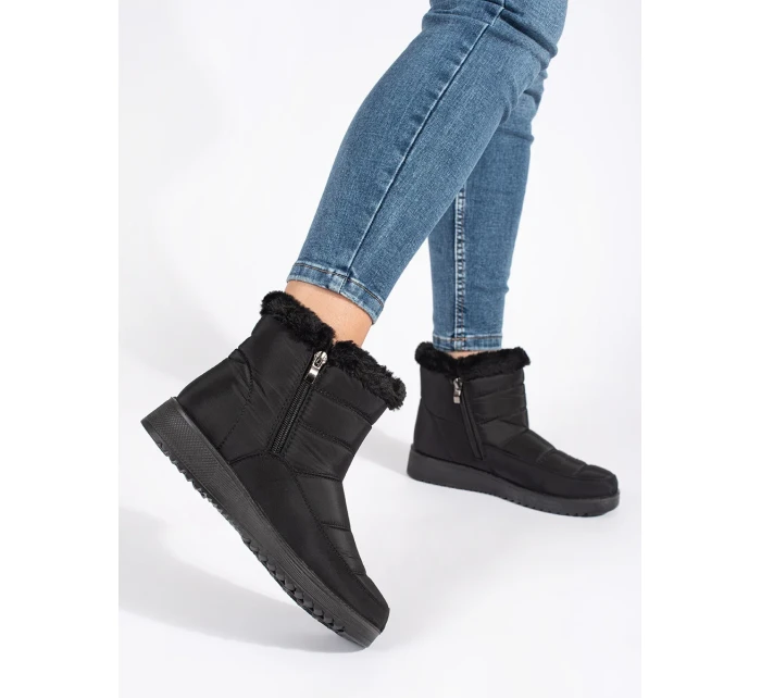 Výborné sněhule černé dámské bez podpatku Výborné sněhule černé dámské bez podpatku