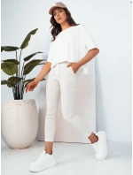 Dámské kalhoty MARINS s béžovými a bílými pruhy FashionStreet UY2081 Dámské kalhoty MARINS s béžovými a bílými pruhy FashionStreet UY2081