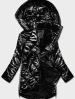 Lehká černá lesklá dámská bunda s lemovkami (LD7258BIG)