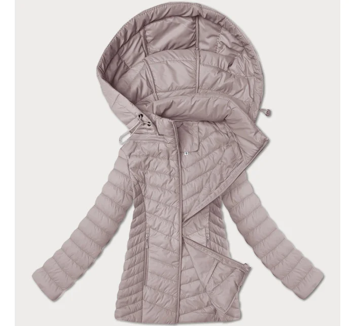 Lehká dámská bunda ve špinavě růžové barvě s odepínací kapucí model 21063718 - J.STYLE