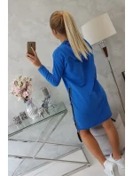 model 18745364 modré šaty s kapucí a potiskem - K-Fashion model 18745364 modré šaty s kapucí a potiskem - K-Fashion