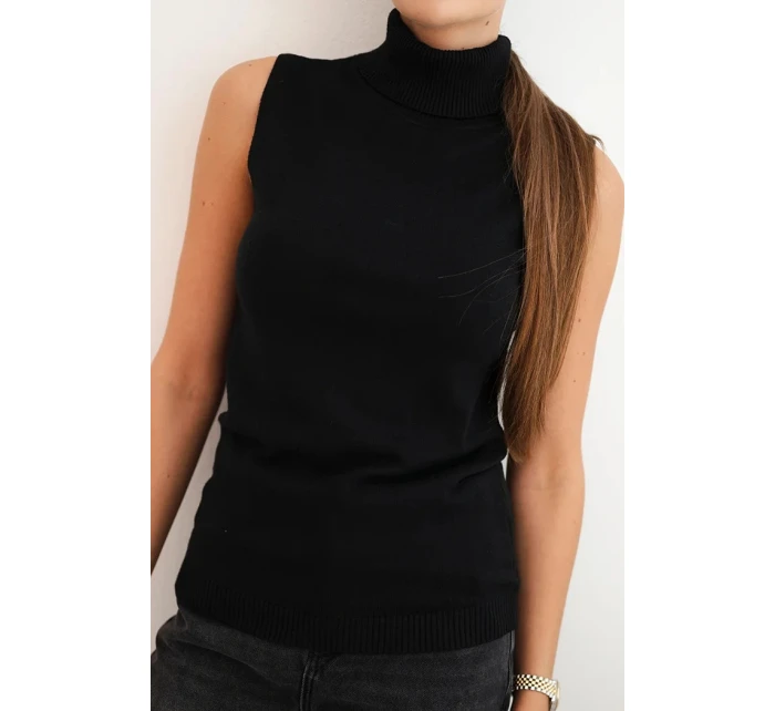 Dámská viskózová model 21407213 blůza s rolákem černá - K-Fashion