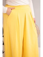 Dámské bavlněné kalhoty Plus Size s širokým střihem a volným střihem žluté Dámské bavlněné kalhoty Plus Size s širokým střihem a volným střihem žluté