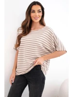 Dámská bavlněná proužkovaná halenka s krátkým rukávem fango