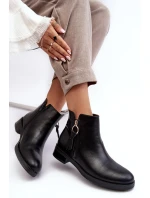 Ploché Dámské Kožené Boty Černé model 21638303 - EVENTO Ploché Dámské Kožené Boty Černé model 21638303 - EVENTO