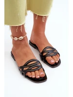 Dámské sandály z eko kůže na ploché podrážce černé model 21657564 - Boto Dámské sandály z eko kůže na ploché podrážce černé model 21657564 - Boto