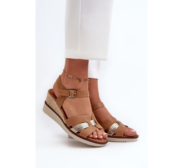 Dámské sandály na klínku s proutěním hnědé Starlenna Dámské sandály na klínku s proutěním hnědé Starlenna