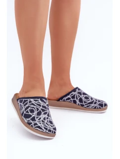 Lesklé dámské pantofle model 21681281 tmavě modré - Inblu