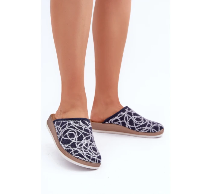 Lesklé dámské pantofle model 21681281 tmavě modré - Inblu