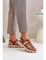 Kožené Dámské Sandály Zazoo model 21682178 Camel - Boto Kožené Dámské Sandály Zazoo model 21682178 Camel - Boto