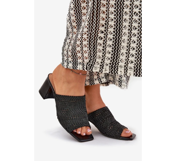 Dámské Pantofle S Pletením Na Podpatku Černé model 21689411 - Boto Dámské Pantofle S Pletením Na Podpatku Černé model 21689411 - Boto