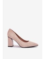 Elegantní Lodičky Na Podpatku V Růžové model 21692739 Béžové - VINCEZA