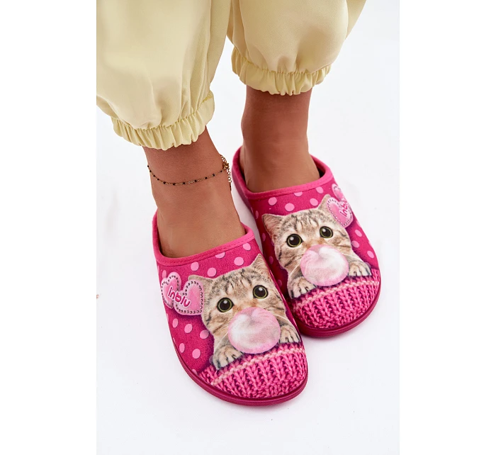 Dámské pantofle Kočka Růžové s Gumičkou Inblu EC000093
