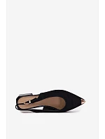 Kožené semišové dámské sandály na nízkém podpatku D&A CR61-3050 Černé