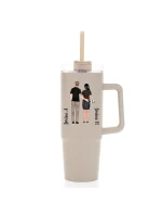 Personalizovaná termoska s průhledným víčkem s párem 