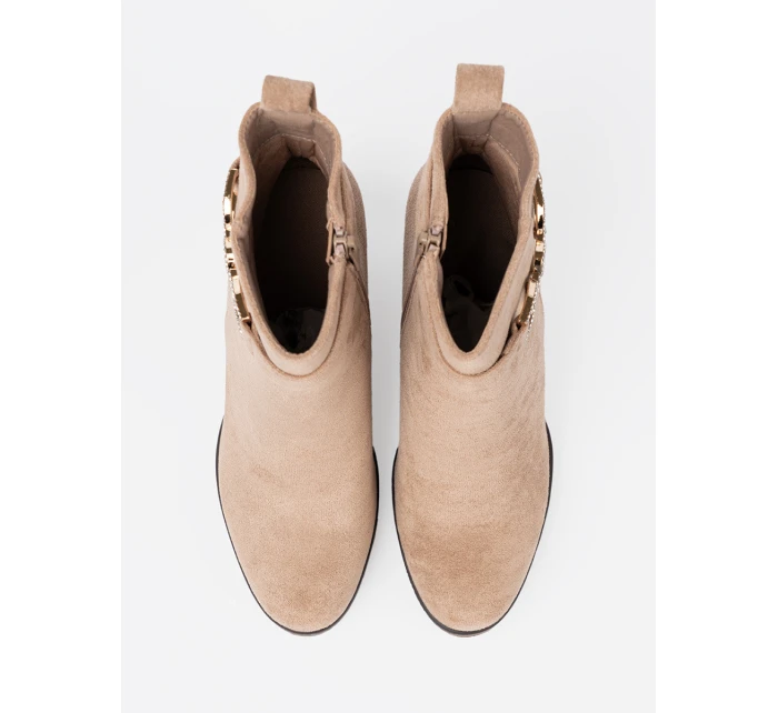 Luxusní hnědé kotníčkové boty dámské na klínku Luxusní hnědé kotníčkové boty dámské na klínku
