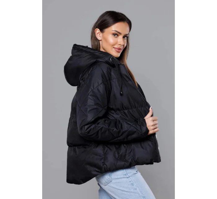 Černá bunda pro přechodné období s prošívanými rukávy (5M3113-392) Černá bunda pro přechodné období s prošívanými rukávy (5M3113-392)