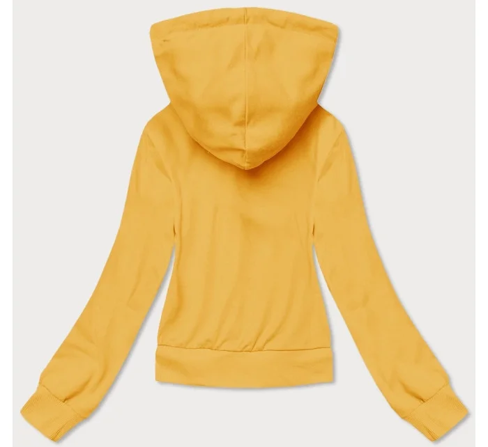 Krátká žlutá tepláková mikina s kapucí model 20086946 - J.STYLE Krátká žlutá tepláková mikina s kapucí model 20086946 - J.STYLE