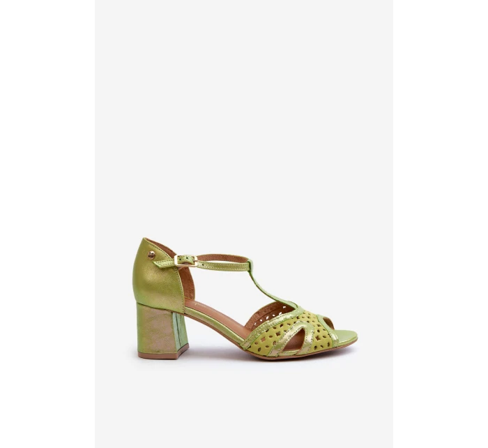 Dámské kožené sandály na podpatku model 21662550 - Maciejka