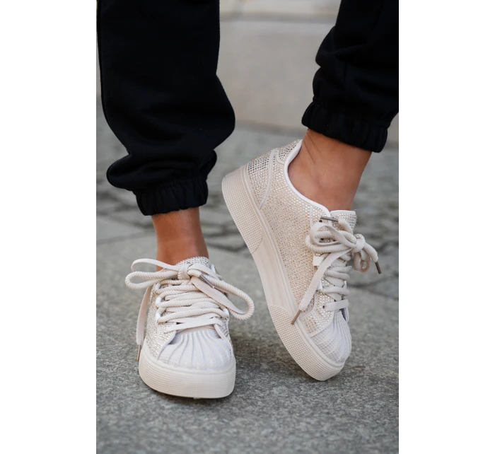 Dámské tenisky se zdobením na platformě béžové Eanneth Dámské tenisky se zdobením na platformě béžové Eanneth