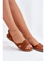 Ploché Dámské Sandály Z Eko Kůže Camel model 21698465 - EVENTO