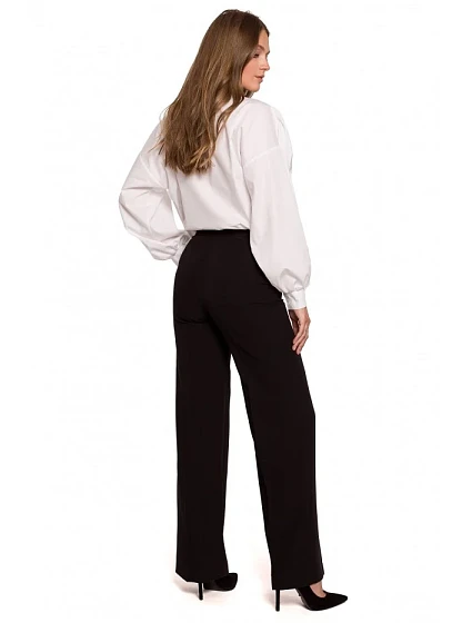 model 18003686 Klasické kalhoty s rovnými nohavicemi černé - Makover