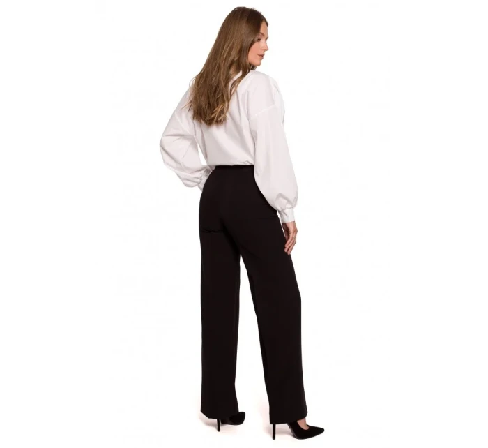 model 18003686 Klasické kalhoty s rovnými nohavicemi černé - Makover