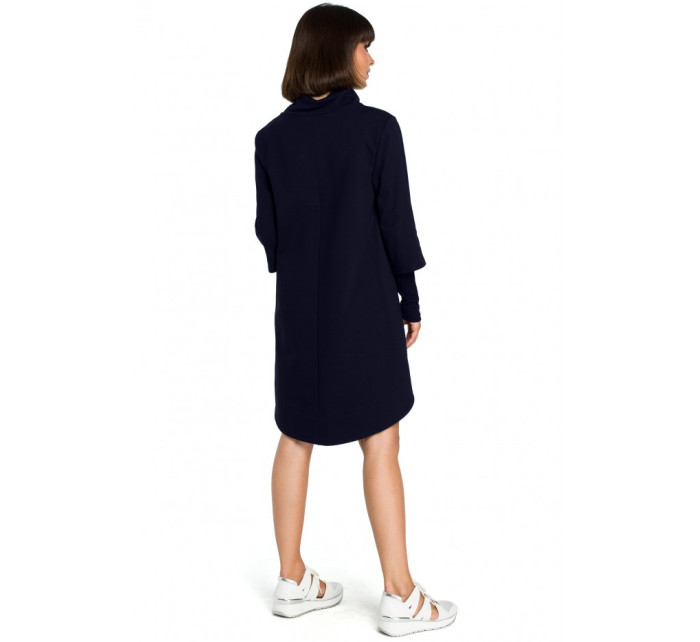 model 18001840 Asymetrické šaty s hlubokým výstřihem tmavě modré - BeWear