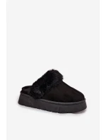 Dámské pantofle na platformě s kožíškem – černé Linaris Dámské pantofle na platformě s kožíškem – černé Linaris