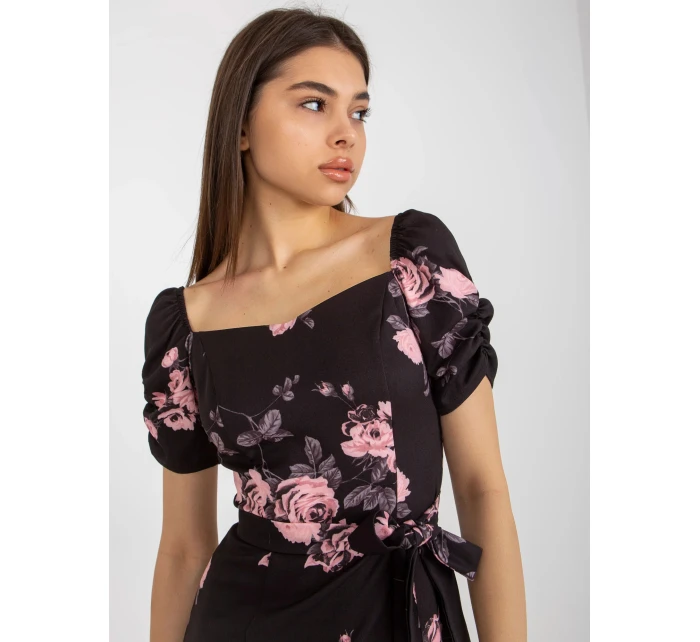 Dámské šaty LK SK 508641.29 Černá s růžovou vzor - FPrice