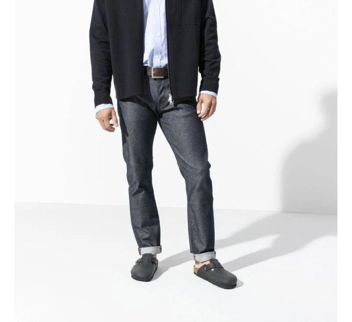 žabky Boston Black leather model 21350988 - Birkenstock