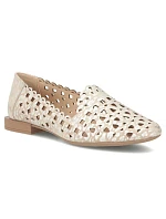 Dámské kožené ažurové polobotky béžové barvy Filippo model 22079006 Dámské kožené ažurové polobotky béžové barvy Filippo model 22079006