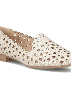 Dámské kožené ažurové polobotky béžové barvy Filippo model 22079006