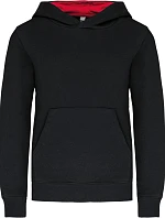 Kariban K 453 Dětská kontrastní mikina s kapucí 20.K453 black/red