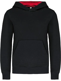 Kariban K 453 Dětská kontrastní mikina s kapucí 20.K453 black/red