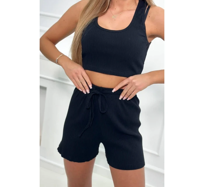 Pruhovaná souprava se šortkami černá Pruhovaná souprava se šortkami černá