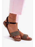 Dámské sandály na ploché podrážce Černé model 22133325 - Boto