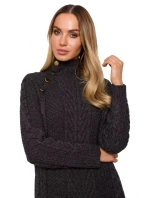 Dámské svetrové šaty s vysokým límcem M635 - Moe