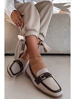 Dámské mokasíny Loafersy H8-515 hnědo-bežové -  Evelora