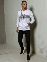Pánská mikina s kapucí s potiskem bílá FashionStreet BX5573 Pánská mikina s kapucí s potiskem bílá FashionStreet BX5573