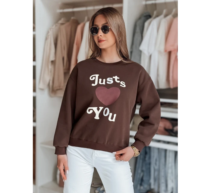 Dámská mikina s potiskem JUST LOVE YOU hnědá FashionStreet BY1477 Dámská mikina s potiskem JUST LOVE YOU hnědá FashionStreet BY1477