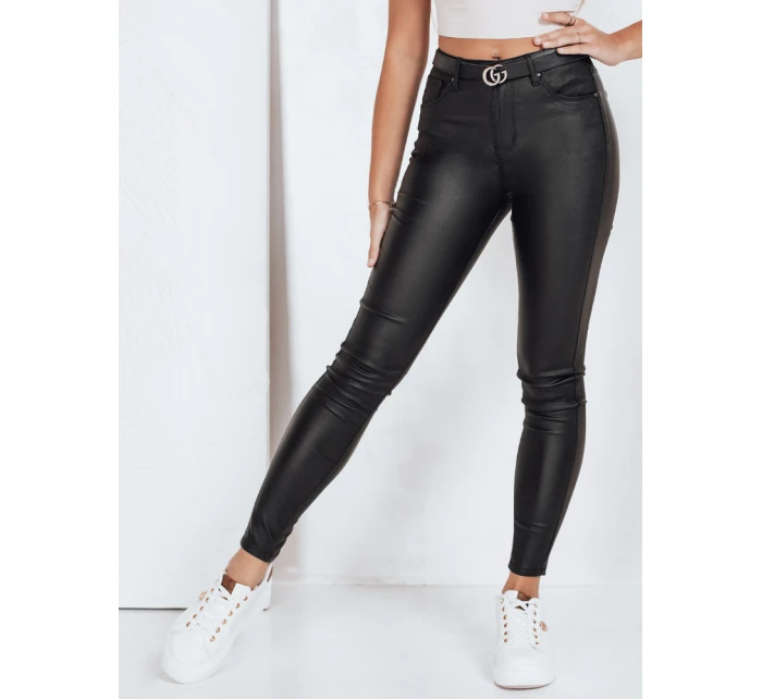 Trubkové kalhoty z ekokůže černé FashionStreet UY2764 Trubkové kalhoty z ekokůže černé FashionStreet UY2764