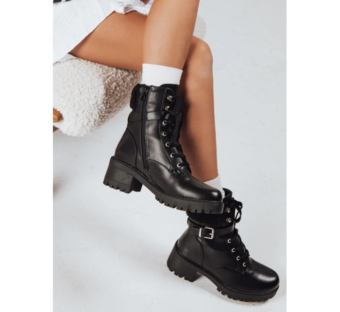 Dámské šněrovací boty černé FashionStreet ZY1216