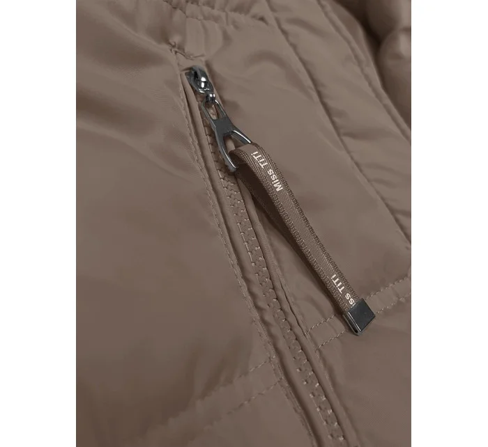 Volná béžová dámská vesta s kapucí (2655) Volná béžová dámská vesta s kapucí (2655)