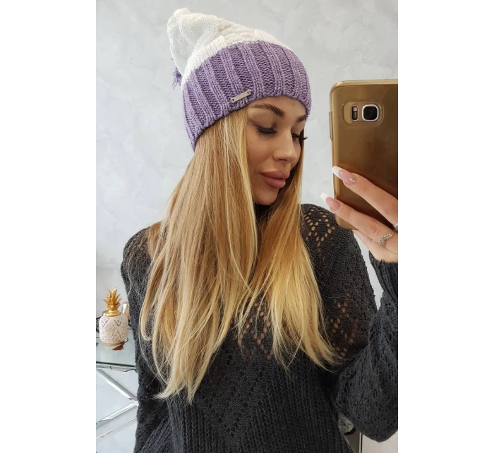 Paris fleecová čepice K212 bílá+fialová